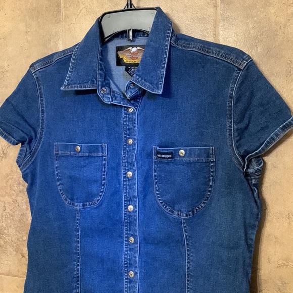 Harley Davidson Denim Top size Medium - Picture 2 of 7